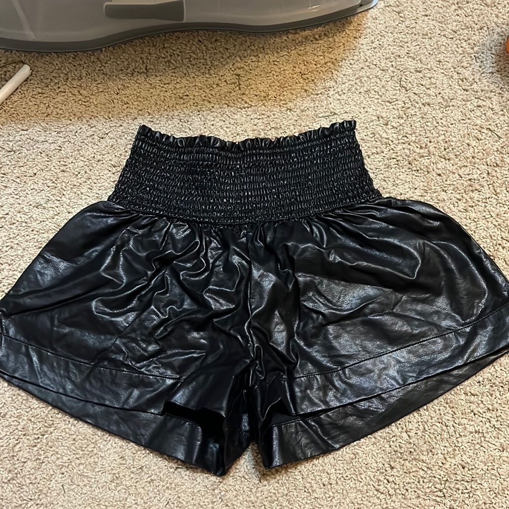 Black Leather TCEC Shorts